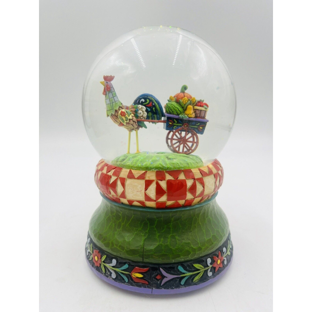 Jim Shore Pullet Revolving Musical Waterball Snow Globe